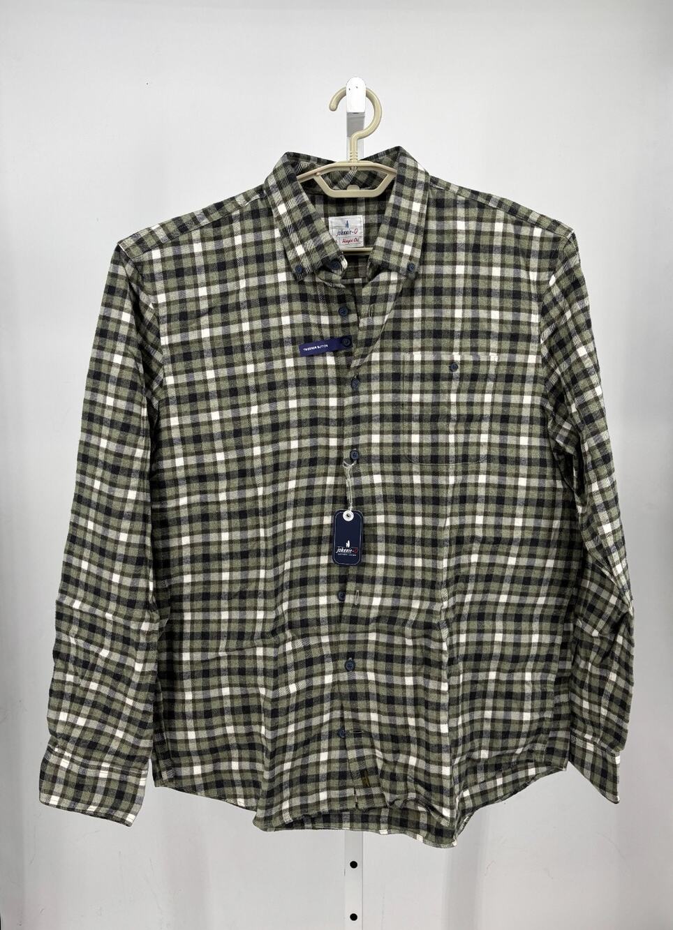 Johnnie O Hangin' Out Denali Button Up Shirt Mens L Balsam Flannel Plaid Classic